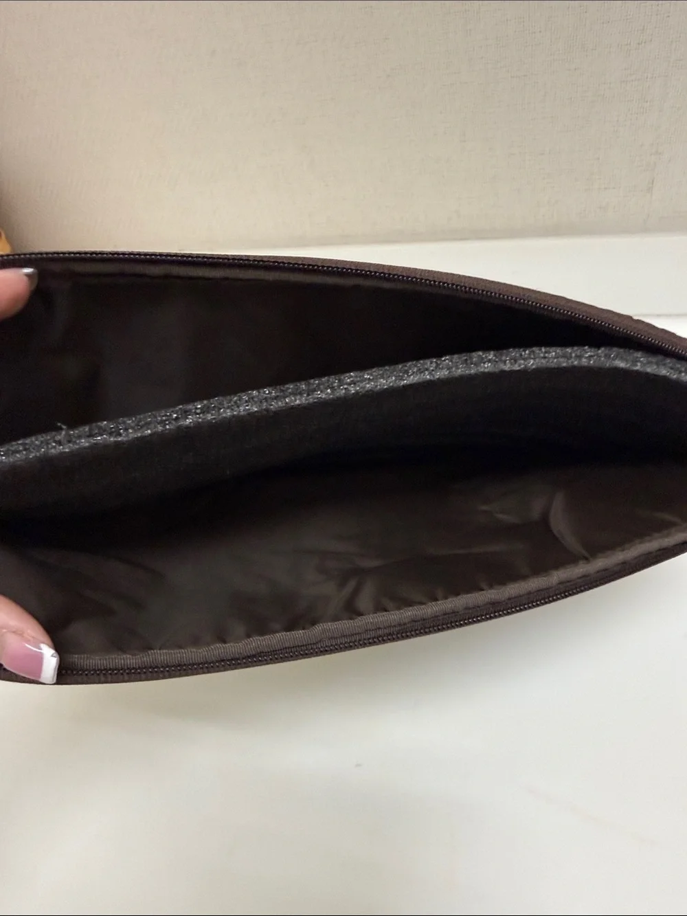 Tumi Brown Laptop Sleeve with Orange Logo Accent
